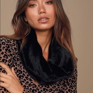 Black Faux Fur Infinity Scarf